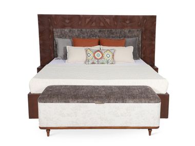 Fabric double bed with upholstered headboard STARI Alankaram