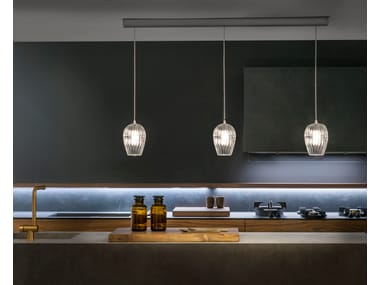 Lampada a sospensione a LED in vetro soffiato BARRA X3 PENDOLINO XL Album