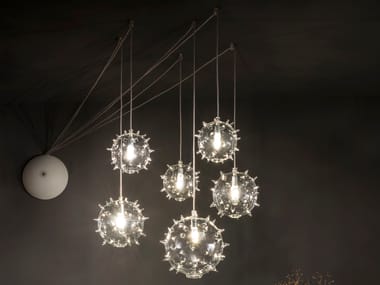 Lampada a sospensione a LED in vetro soffiato SCIAME XL 6 DIATOMEA Album