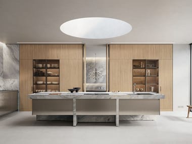 Arclinea, LIGNUM ET LAPIS Cucina con isola in marmo Grigio Versylis