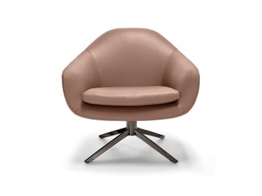 Swivel leather armchair with armrests BOND Arketipo