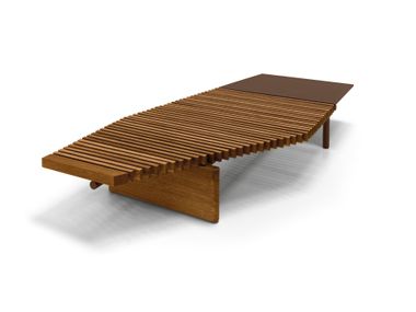 Low steel and wood garden side table TALAMONE Arketipo