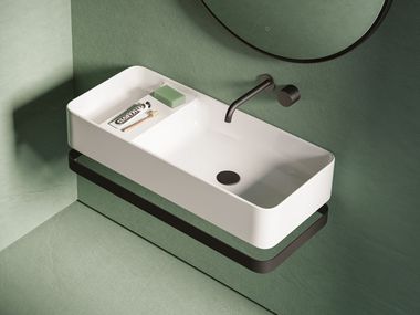 Artceram, BROOKLYN Lavabo sospeso in ceramica con porta asciugamani