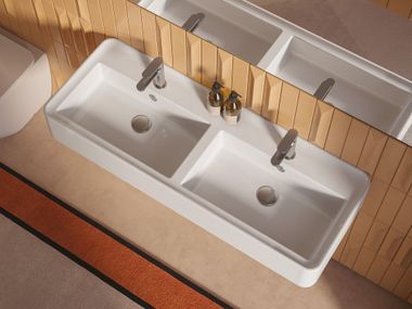 Lavabo doppio rettangolare in ceramica RODOLFO Artceram