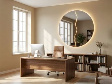 Specchio rotondo con illuminazione da parete FULMINE Arte Riflessa
