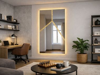 Specchio rettangolare con illuminazione da parete NOTTE Arte Riflessa