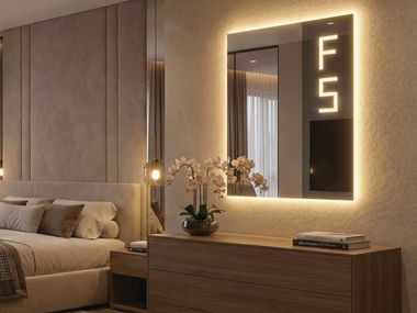 Specchio rettangolare con illuminazione da parete VENERE Arte Riflessa