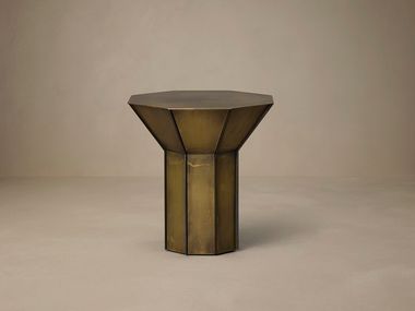 Octagonal burnished brass high side table FLARE TALL Articolo Studios