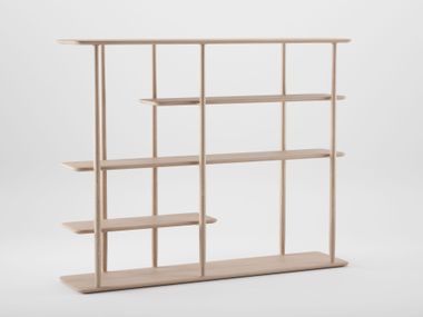 Freestanding open solid wood bookcase NILA Artisan