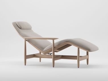 Gepolsterte Chaiselongue aus Stoff mit Armlehnen und Kopfstütze NILA Artisan