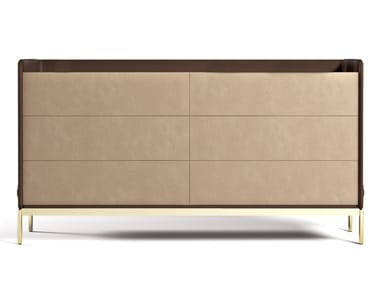Leather-covered chest of drawers V248