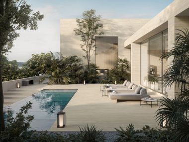 Pavimento per esterni in gres porcellanato effetto travertino MARVEL T Atlas Concorde