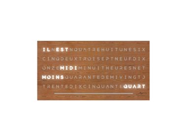 Luminous word clock in rosewood AURACHRONIS 45 AuraChronis