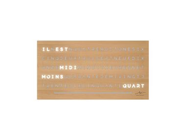 Luminous word clock in maple AURACHRONIS 45 AuraChronis