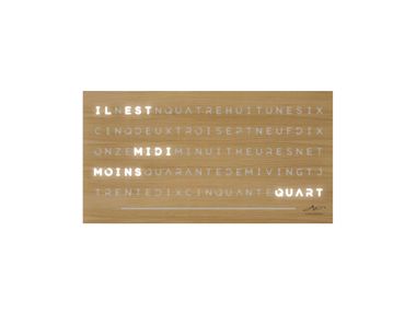 Luminous word clock in oak AURACHRONIS 45 AuraChronis