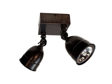 Faretto a LED orientabile in ottone a soffitto POIRE ON SQUARE BASE MEDIUM Authentage Lighting