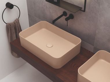 Rectangular countertop ceramic washbasin MATE Axa