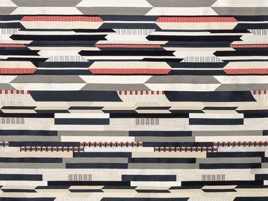 Jacquard silk fabric with graphic pattern BABELIA By Dedar
