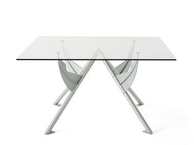 Square crystal and steel table PRESIDENT M	 BALERI ITALIA