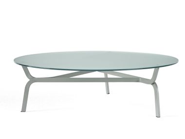 Low round table in glass and aluminum ROOTS BALERI ITALIA