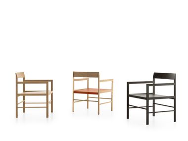 Wooden easy chair with armrests METRIC B&B Italia