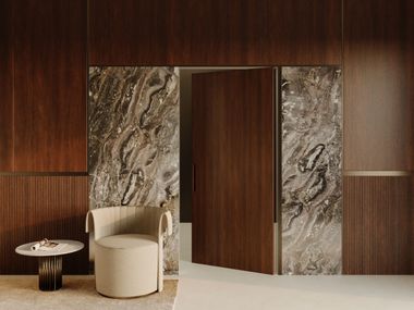 Boiserie aus Canaletto-Nussbaum und Arabescato-Marmor BOISERIE ARABESCATO BI.CI.