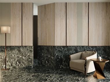 Boiserie aus Travertin und grünem Alpi-Marmor BOISERIE VERDE ALPI BI.CI.
