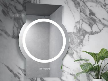 Specchio bagno antiappannamento da parete con illuminazione integrata CLOCK BISELARTE
