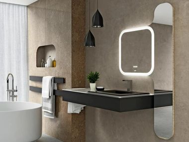 Specchio bagno doppio da parete con illuminazione integrata DUO BISELARTE