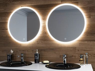Specchio bagno rotondo da parete con illuminazione integrata ETNA ROUND BISELARTE