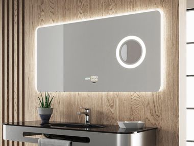 Specchio bagno da parete con illuminazione integrata e specchio d'ingrandimento LUNE BISELARTE