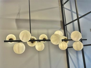 Lustre ajustável de vidro opal CAFE BISTROMANIA