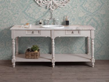 Floorstanding pine bathroom cabinet SAUGE BLEU PROVENCE