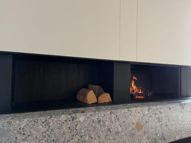 HOLOFIRES by hyggeflames, BOX Rivestimento per camini in acciaio