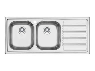 Built-in 2 bowl stainless steel sink with drainer B_FAST 1LFS12D - 1LFS12S Barazza