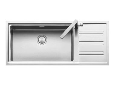 Built-in single stainless steel sink with drainer EASY 1LES121RD 1LES121RS Barazza