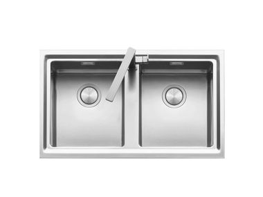 Built-in 2 bowl stainless steel sink EASY 1LES92R Barazza