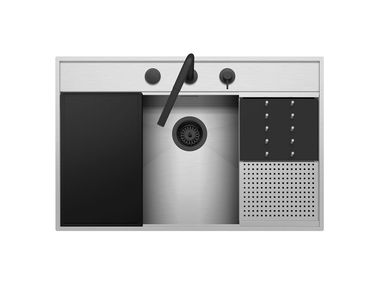 Built-in flush-mounted stainless steel sink with drainer FLEXI 1LFX91NK Barazza