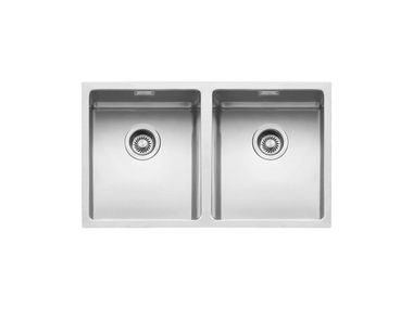 Fregadero 2 senos encastrable de acero inoxidable R."15" 1X842I 1X842S Barazza