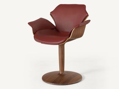 Wooden easy chair with pedestal base PETAL PEDESTAL BassamFellows