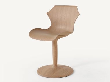 Swivel wooden chair with pedestal base PETAL PEDESTAL BassamFellows
