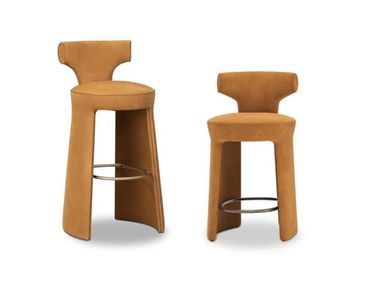 Upholstered leather stool with footrest INGA Baxter