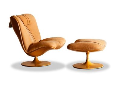 Poltrona girevole bergère in pelle MARILYN Baxter