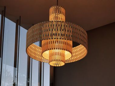 Bamboo pendant lamp KERF CHANDELIER Bcompact