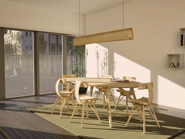 Bamboo pendant lamp KERF LINEAR 1&2 METER Bcompact