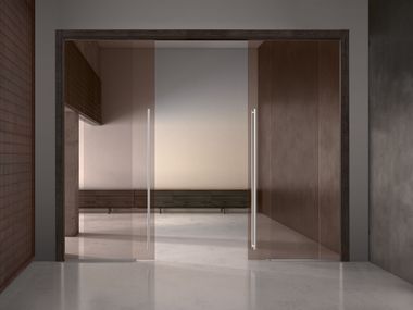 Glass internal sliding door ALASKA 3002 OAK GRAY FLAT Bertolotto Porte