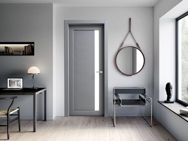 Porta a battente in legno e vetro BALTIMORA NEW 2036 ROVERE LACCATO PORO APERTO QUARZO Bertolotto Porte