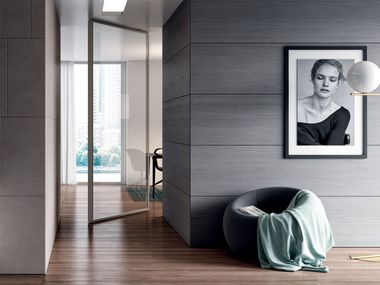 Bertolotto Porte, VELA UNIK TRASPARENTE FUMÈ Porta a bilico in vetro