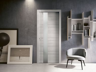 Porta a battente in legno e vetro TRAME 111V FARRO SATINATO EXTRACHIARO Bertolotto Porte