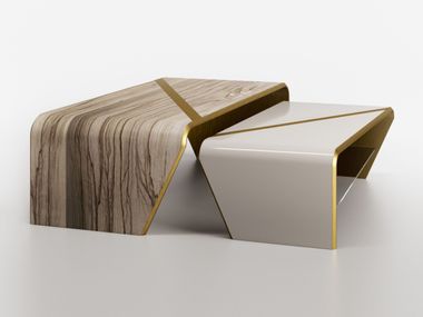 Rectangular low wooden coffee table AKASHI Bizzotto Italia